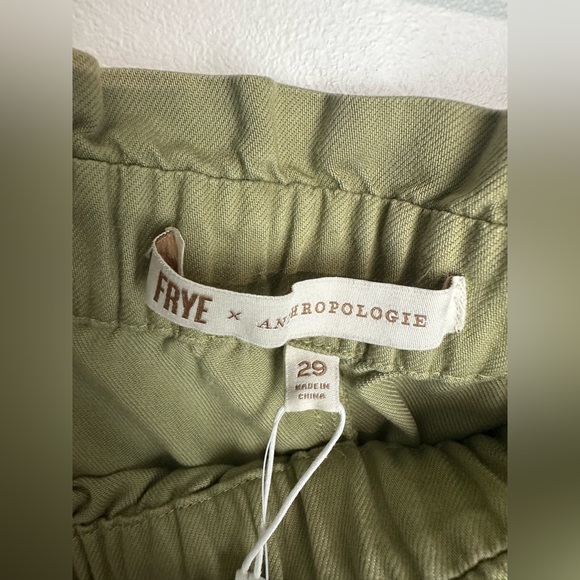 Anthropologie Frye Domi Paperbag Waist Pants Ankle Length Sz 29 NWT Green Khaki - Picture 5 of 7